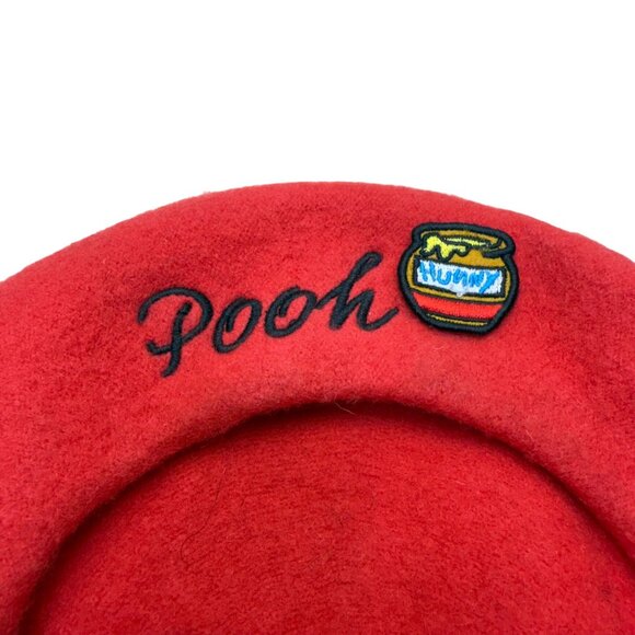 Disney BoxLunch Red Mens Wool Pooh Beret Hat Embroidered Graphics OS - Picture 13 of 14